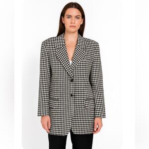 Versace Complice Gianni Womens Blazer 10 black white gingham vtg 90s jacket coat